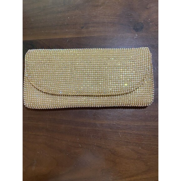 Vintage Rhinestone Evening Clutch Purse Gold Light Chain Should Strap Formal - Picture 1 of 11